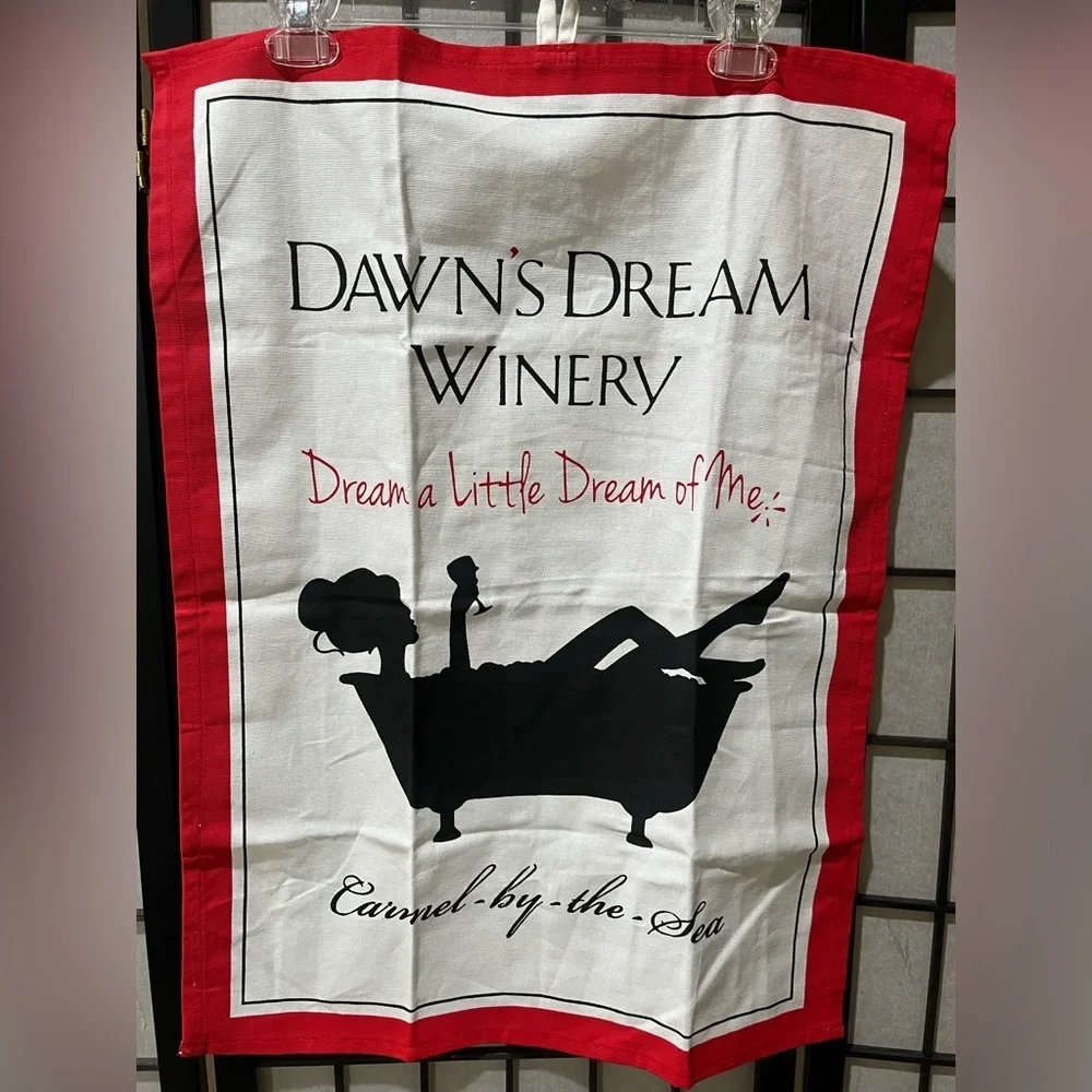 Dawn's Dream Winery Tea Towel - Red, White & Black SIZE 20”X 26”